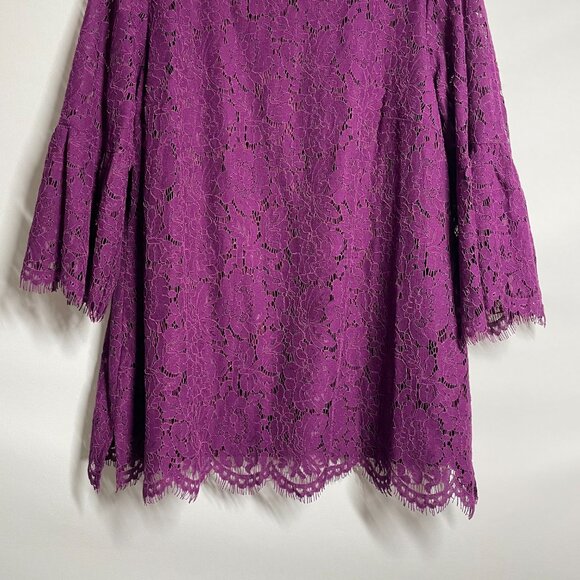Isaac Mizrahi Live Womens Plum Purple 3/4 Bell Sleeve Crochet Lace Blouse Top 1X - Picture 4 of 11
